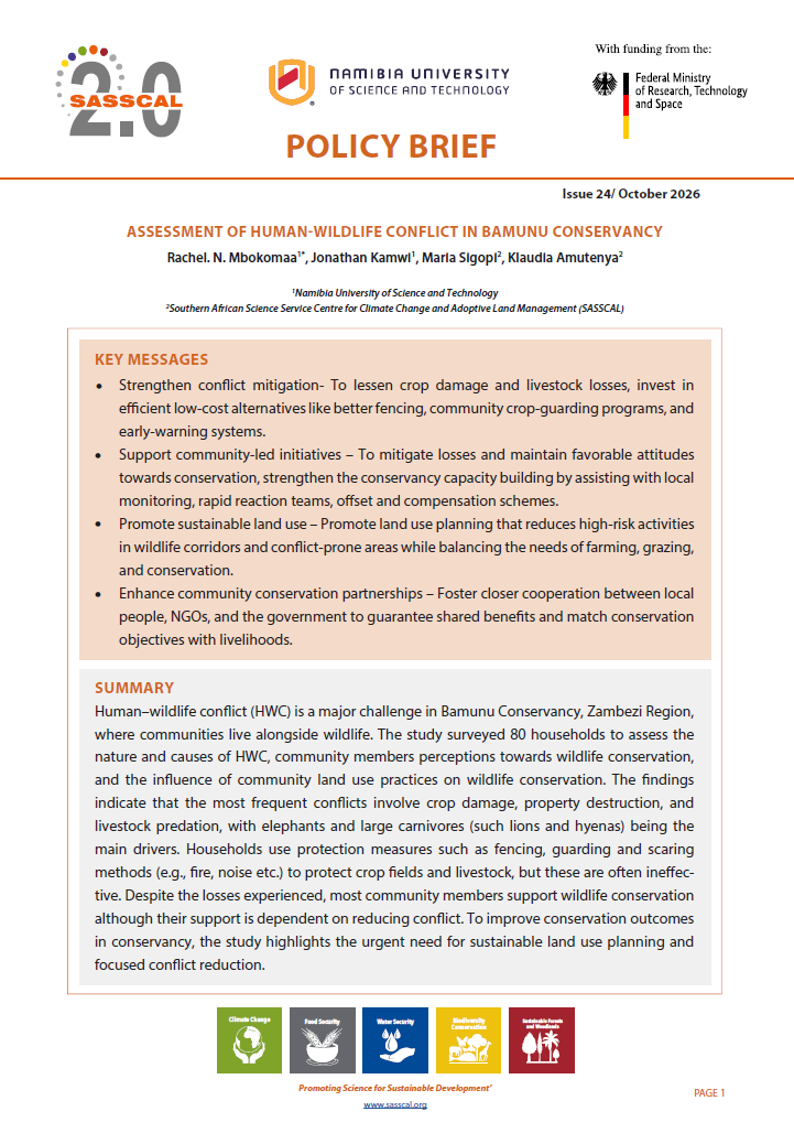 ASSESSMENT OF HUMANWILDLIFE CONFLICT IN BAMUNU CONSERVANCY