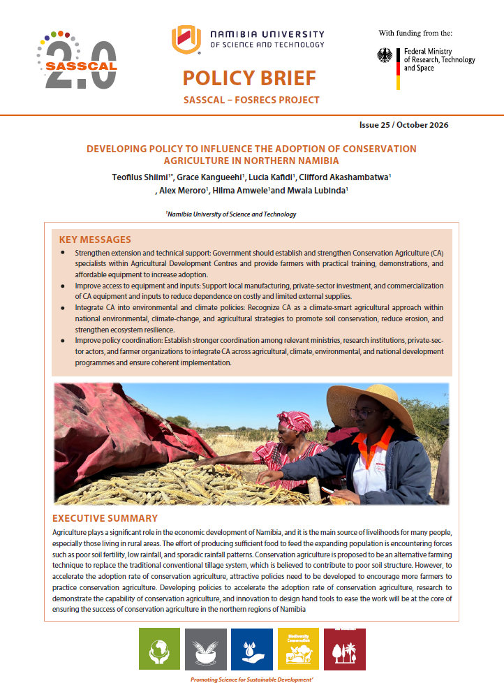 DEVELOPING POLICY TO INFLUENCE THE ADOPTION OF CONSERVATION AGRICULTURE IN NORTHERN NAMIBIA